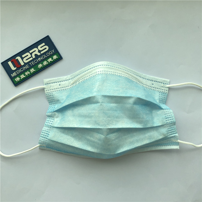 Maschera per il viso medica monouso non tessuta 3ply all'ingrosso con passante per l'orecchio